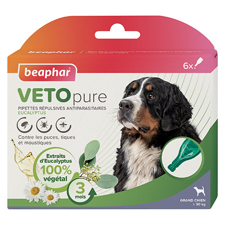 Photo du produit PIPETTE VETOPURE (NATUREL) (X6) INSECTIFUGE EUCALYPTUS T.L - CHIEN BEAPHAR