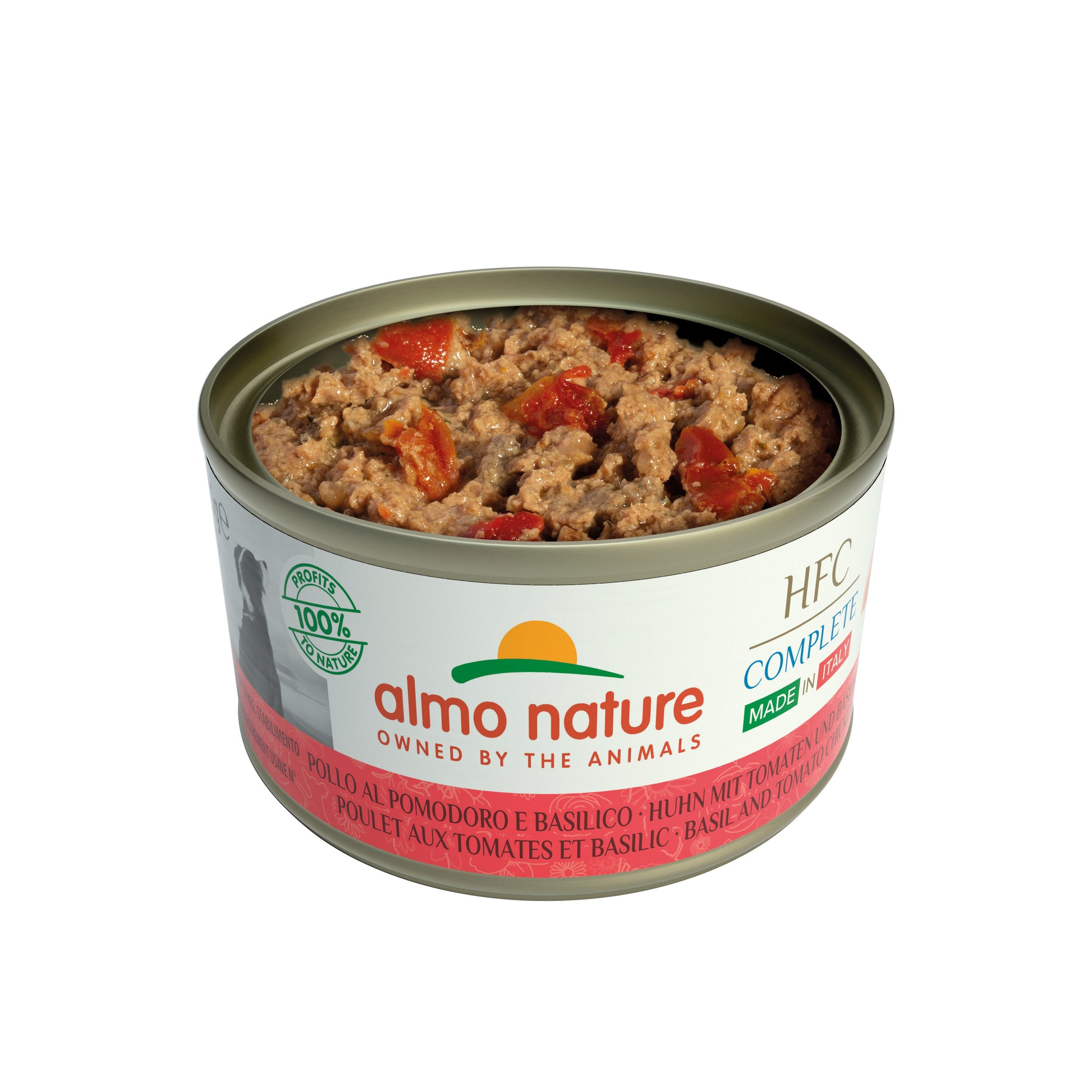 Photo du produit BOITE HFC COMPLETE ITALY ADULTE POULET BASILIC TOMATES 95G - CHIEN ALMO NATURE