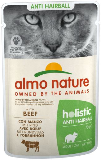 Photo du produit POCHON HOLISTIC FUNCTIONAL ADULTE ANTI-HAIRBALL BŒUF 70G - CHAT ALMO NATURE