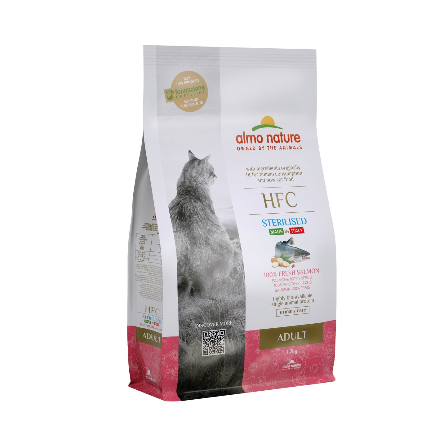 Photo du produit CROQUETTE HFC ADULTE STERILISE SAUMON FRAIS 1,2KG - CHAT ALMO NATURE