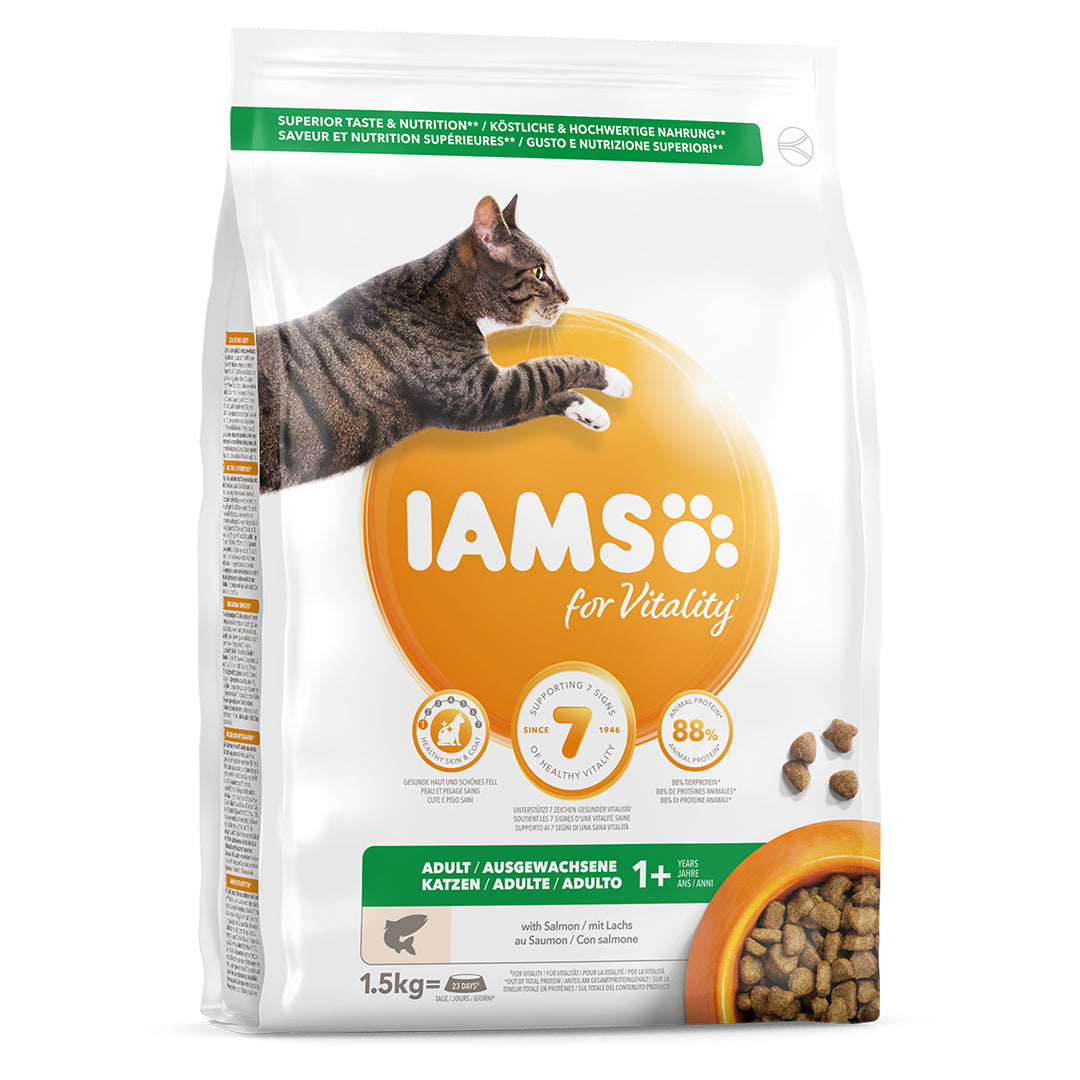 Photo du produit CROQUETTE ADULTE SAUMON 1.5KG - CHAT IAMS