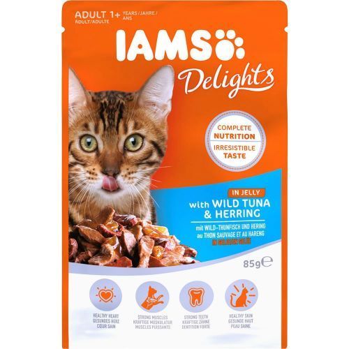 Photo du produit POCHON DELIGHTS GELÉE ADULTE THON HARENG 85G - CHAT IAMS