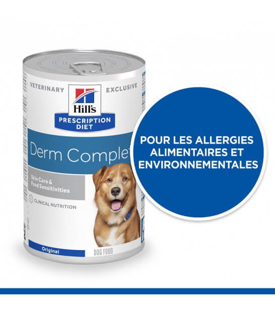 Photo du produit BOITE PRESCRIPTION DIET DERM COMPLETE POULET 370G - CHIEN HILL'S