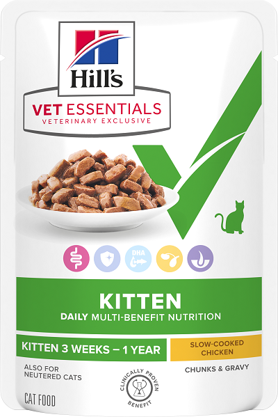 POCHON VET ESSENTIALS MULTI-BENEFIT (X12) KITTEN POULET 85G - CHAT HILL'S