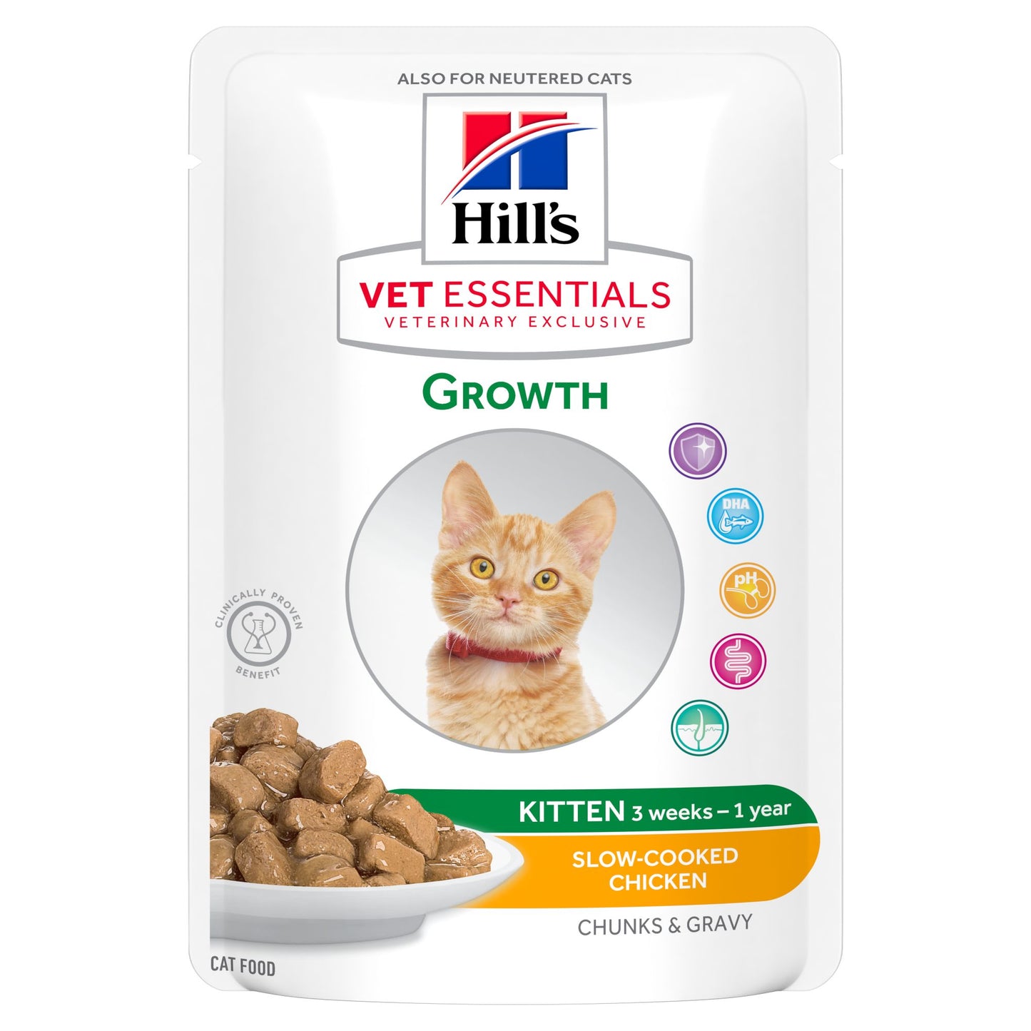 POCHON VET ESSENTIALS MULTI-BENEFIT (X12) KITTEN POULET 85G - CHAT HILL'S