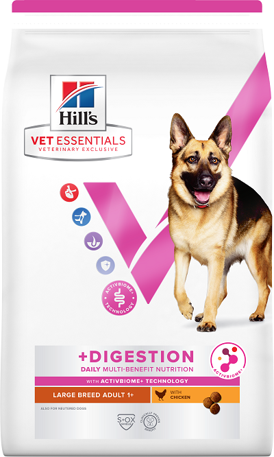 Photo du produit CROQUETTE VET ESSENTIALS MB +DIGESTION ADULTE LARGE POULET 14KG - CHIEN HILL'S