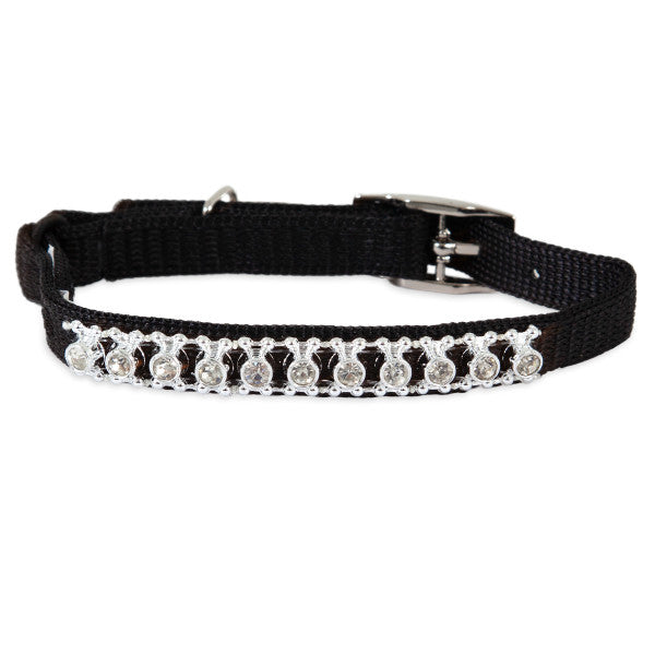 Photo du produit COLLIER UNI NYLON STRASS NOIR - CHAT ASPEN PET