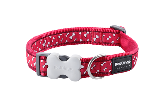 Photo du produit COLLIER IMPRIME FLYING BONES ROUGE T.M/L (20MM) - CHIEN RED DINGO