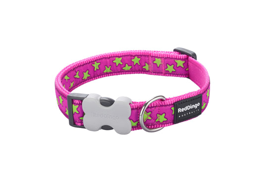 Photo du produit COLLIER IMPRIME STARS ROSE ETOILE VERT T.M/L (20MM) - CHIEN RED DINGO