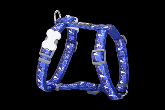 Photo du produit HARNAIS IMPRIME LIGHTNING ECLAIR BLEU FONCÉ T.L/XL (25MM) - CHIEN RED DINGO