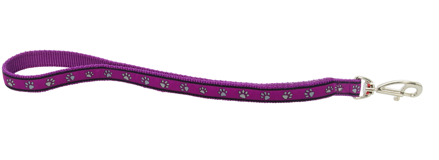 Photo du produit LAISSE IMPRIME PAWPRINT (COURTE 0.6M) MAUVE T.L/XL (25MM) - CHIEN RED DINGO