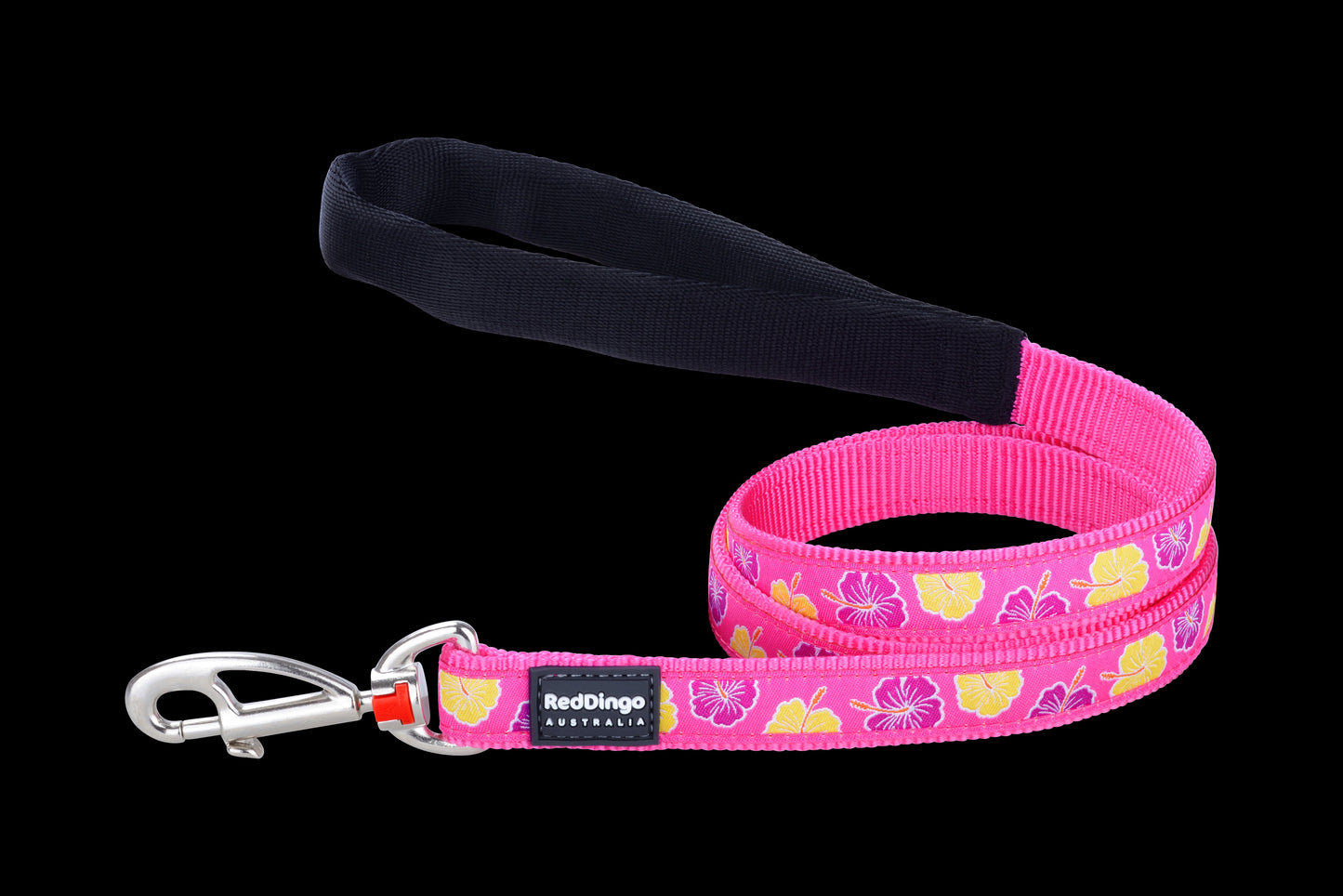 Photo du produit LAISSE IMPRIME HIBISCUS ROSE FLASHY T.L/XL (25MM) - CHIEN RED DINGO