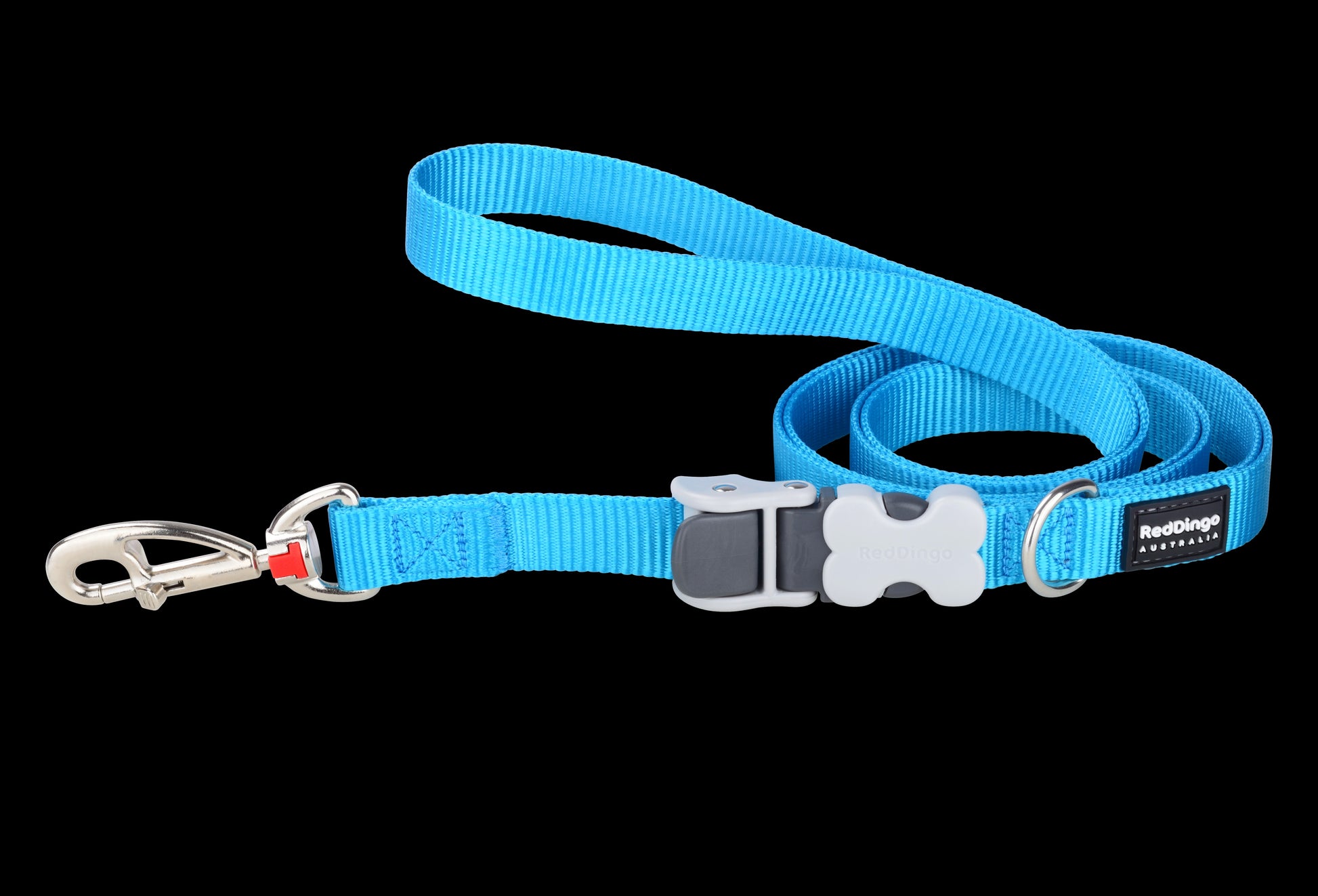 Photo du produit SUPER LAISSE UNI REGLABLE TURQUOISE T.M/L (20MM) - CHIEN RED DINGO