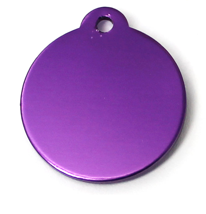 Photo du produit MEDAILLE ALUMINIUM ROND MAUVE T.L- CHIEN ET CHAT TAGGEE