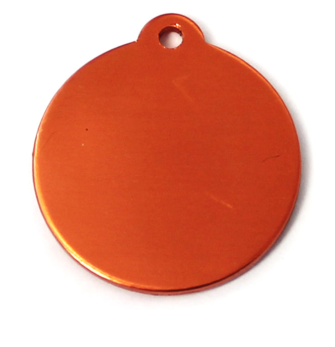 Photo du produit MEDAILLE ALUMINIUM ROND ORANGE T.L- CHIEN ET CHAT TAGGEE