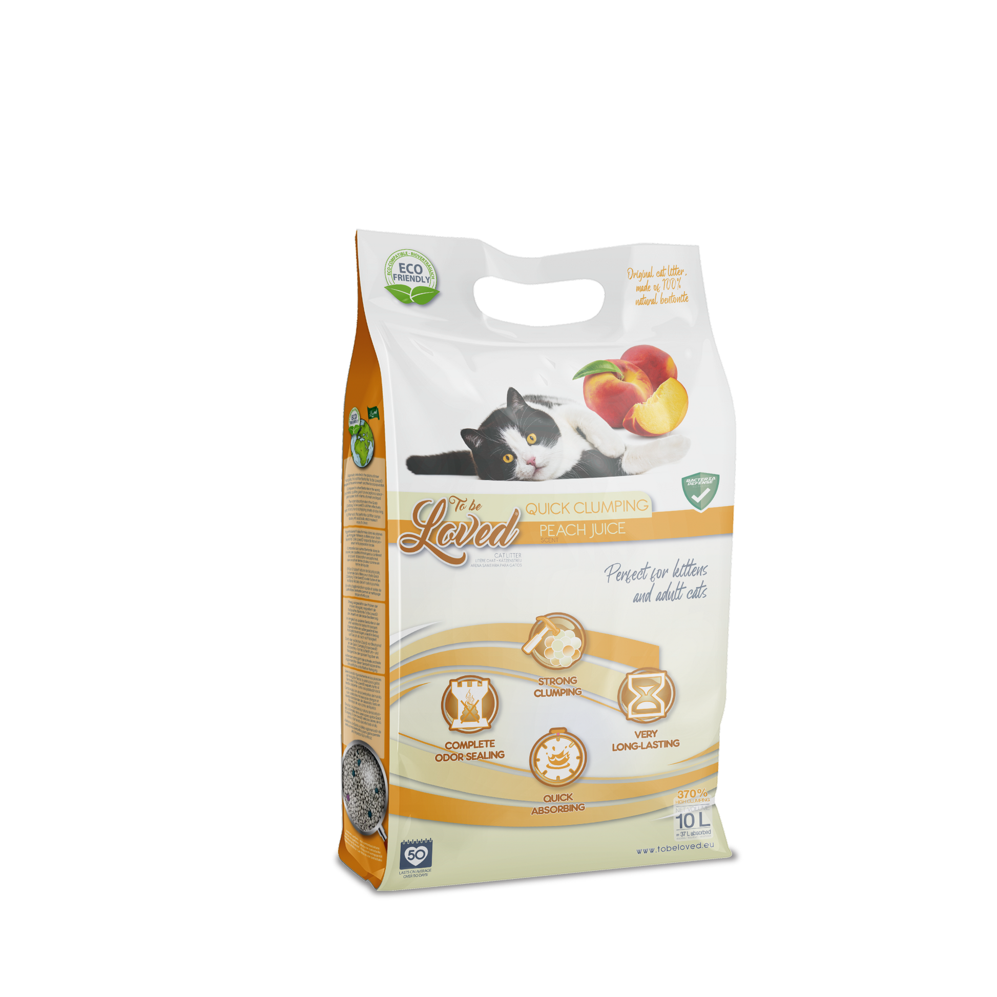 Photo du produit LITIÈRE QUICK CLUMPING PEACH JUICE 10L - CHAT TO BE LOVED