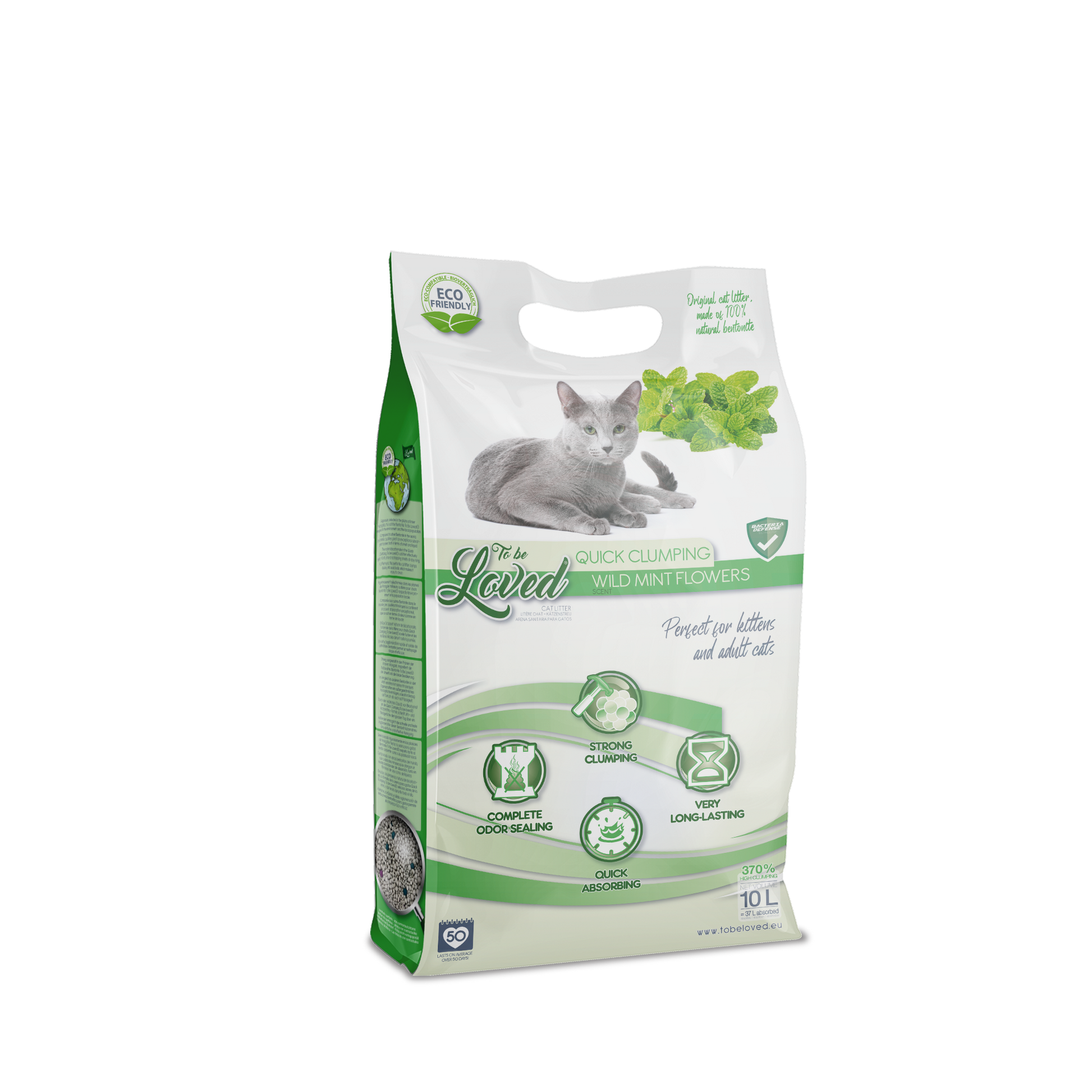 Photo du produit LITIÈRE QUICK CLUMPING WILD MINT FLOWERS 10L - CHAT TO BE LOVED