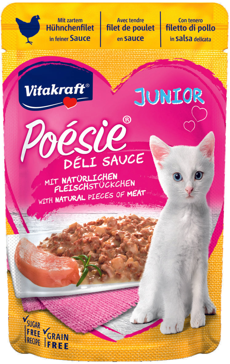 Photo du produit POCHON POÉSIE JUNIOR DÉLISAUCE POULET 85G - CHAT VITAKRAFT